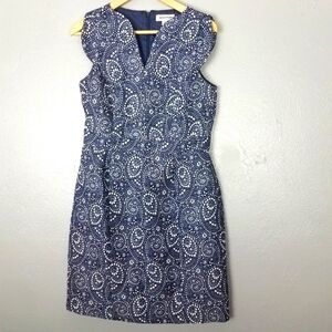 Shelby & Palmer‎ Size 8 Blue Gray Geometric Print Sleeveless Shift Dress EUC